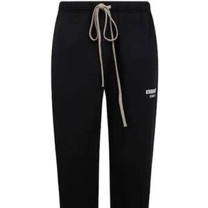 Essentials Men's Black Sweatpants with Beige Drawstring
